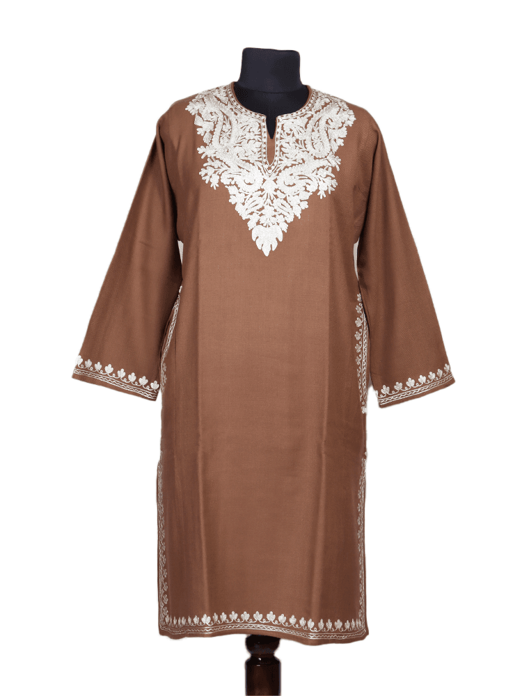 Zari-e-afreen:Natural pashmina colour zari embroidery pheran - Shopping in Kashmir