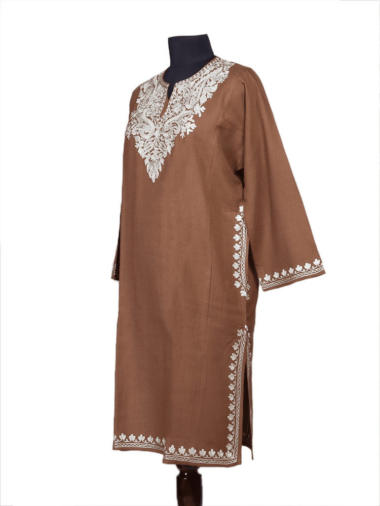 Zari-e-afreen:Natural pashmina colour zari embroidery pheran - Shopping in Kashmir