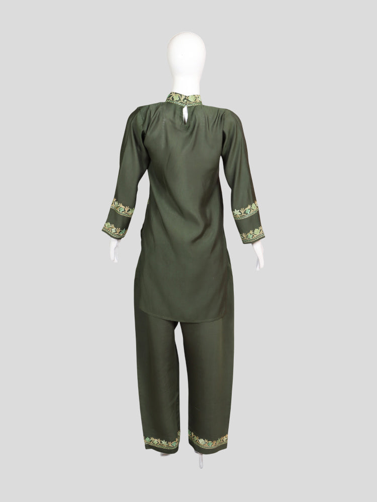 Zariya Lunar Green Silk Trio Edit - Kurti, Kaftan Set, & Coord Set