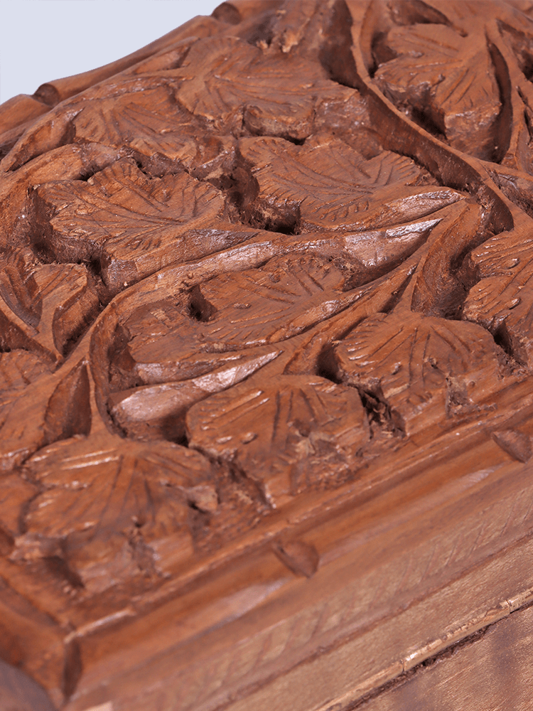 Chinar Engraved Walnut Wood Storage Box - Shopping in Kashmir