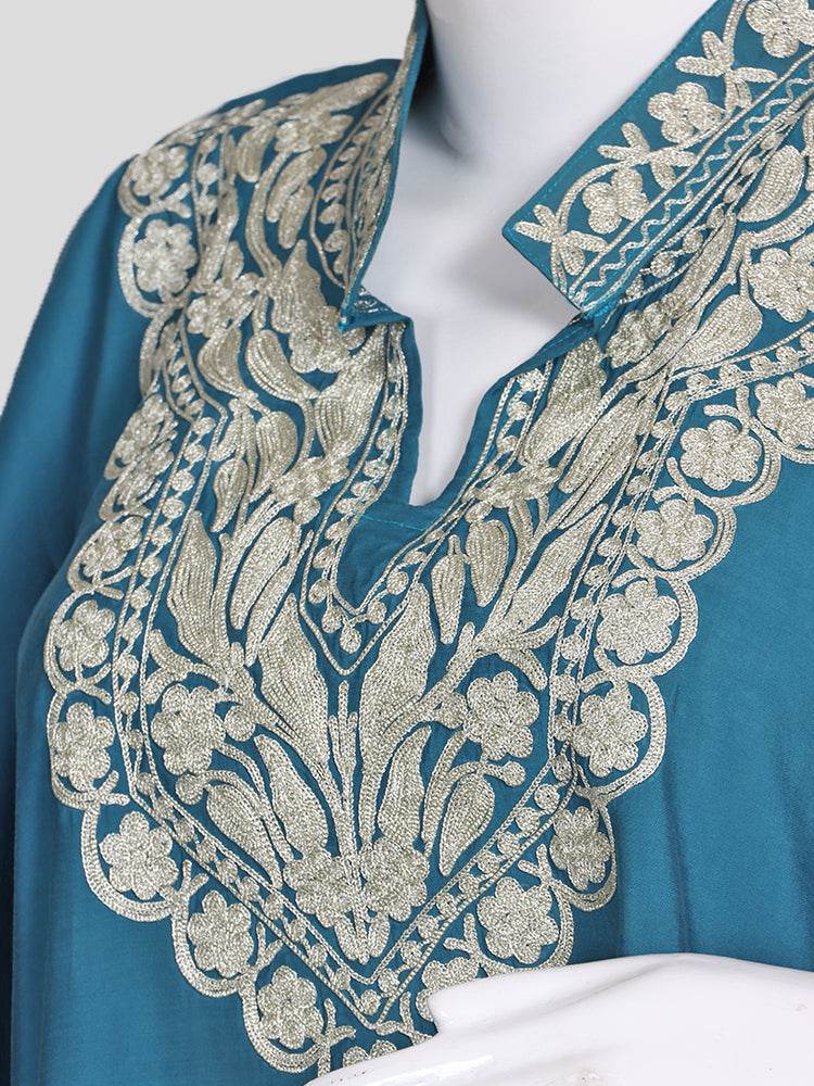 Zariya Ferozi Blue Silk Trio Edit - Kurti, Kaftan Set, & Coord Set - Shopping in Kashmir