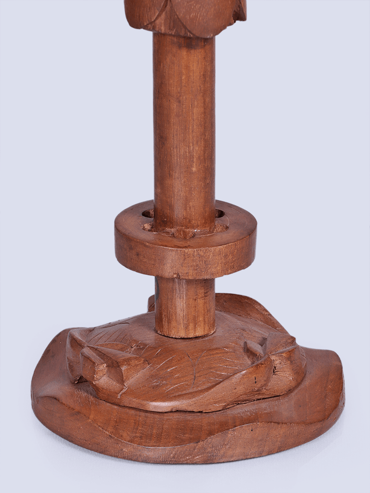 Lotus Designed Walnut Wood Table Lamp - Shopping in Kashmir