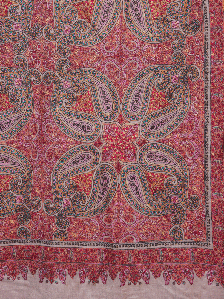 Natural Base Jama Embroidered Pashmina Shawl - Shopping in Kashmir