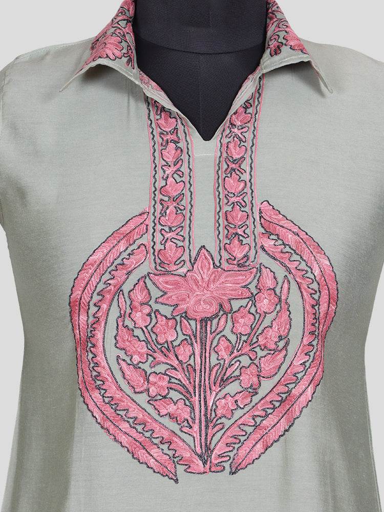 Zariya Pastel Mint Green Silk Trio Edit - Kurti, Kaftan Set, & Coord Set - Shopping in Kashmir