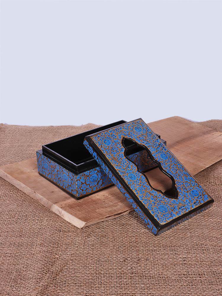 Blue N Black Papier Mache Tissue Box - Shopping in Kashmir