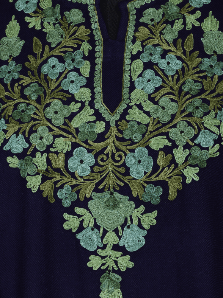 Neelkanth: Royal Blue nich poshkaar Aari Embroidery cashmilon pheran - Shopping in Kashmir