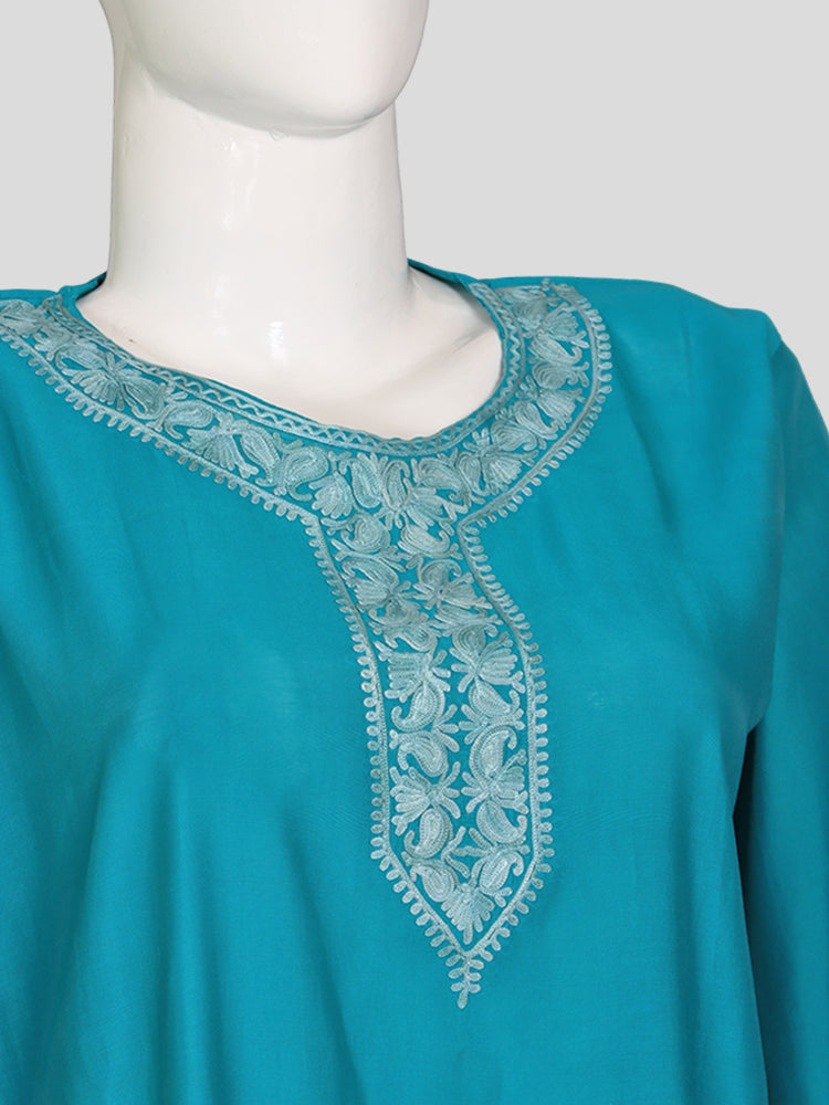 Zariya Teal Blue Silk Twins - Coord Set & Kurti Set