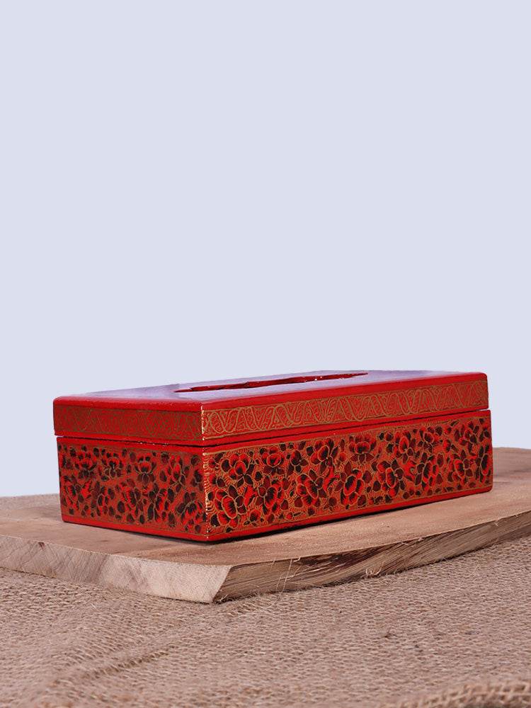 Bold Red Papier Mache Tissue Box - Shopping in Kashmir