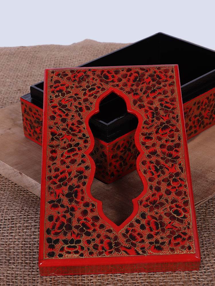 Bold Red Papier Mache Tissue Box - Shopping in Kashmir