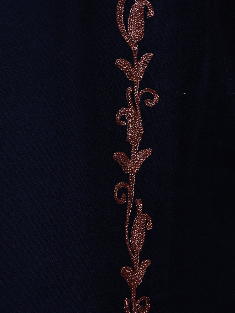 Black Cashmilon Zari Embroidered Kashmiri Pheran - Pehnava
