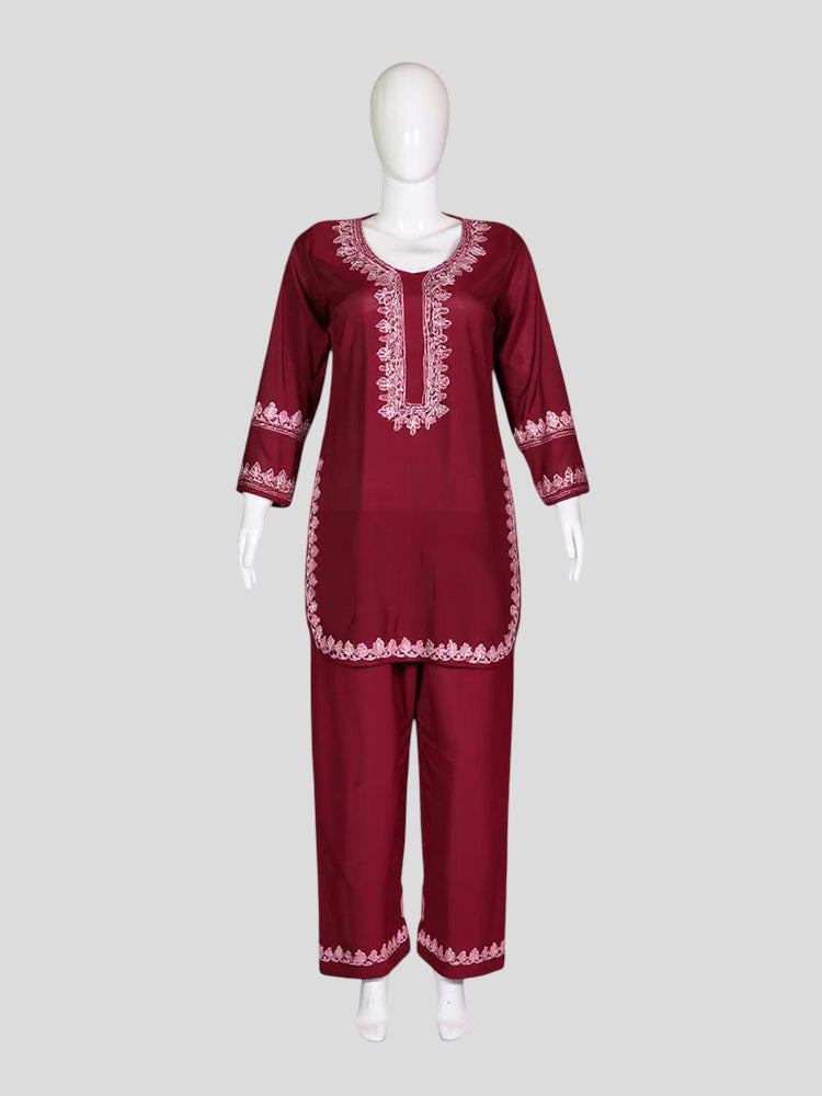 Zariya Blush-Red Silk Trio Edit - Kurti, Kaftan Set, & Coord Set