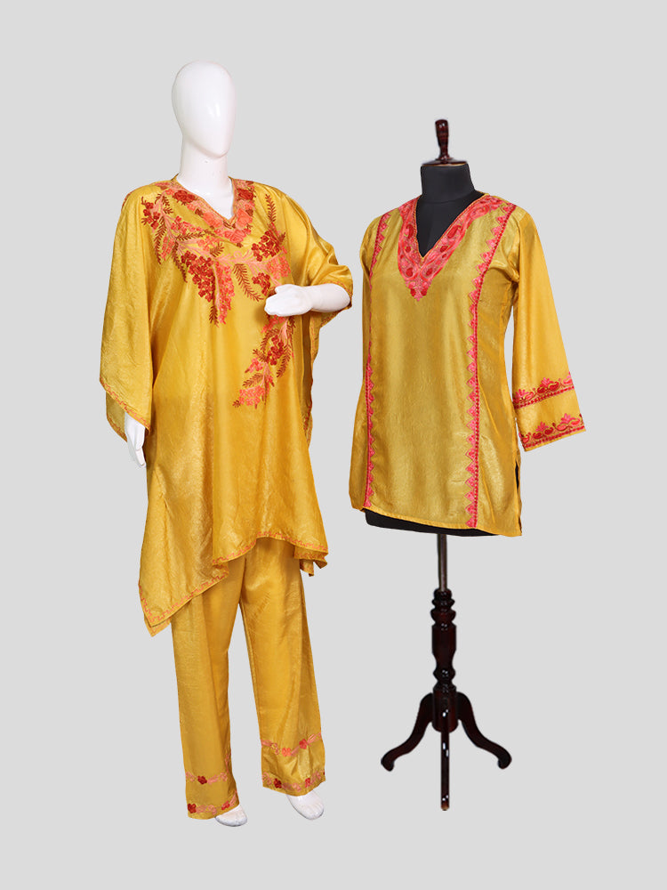 Zariya Yellow Cheese Silk Twins - Kaftan Set & Kurti