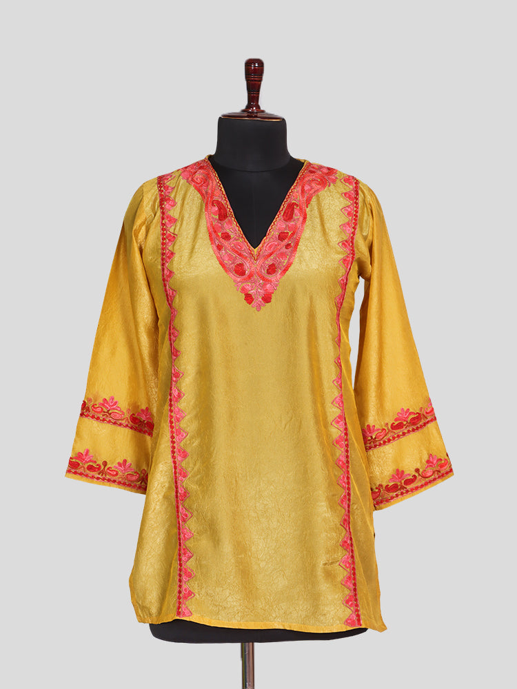 Zariya Yellow Cheese Silk Twins - Kaftan Set & Kurti