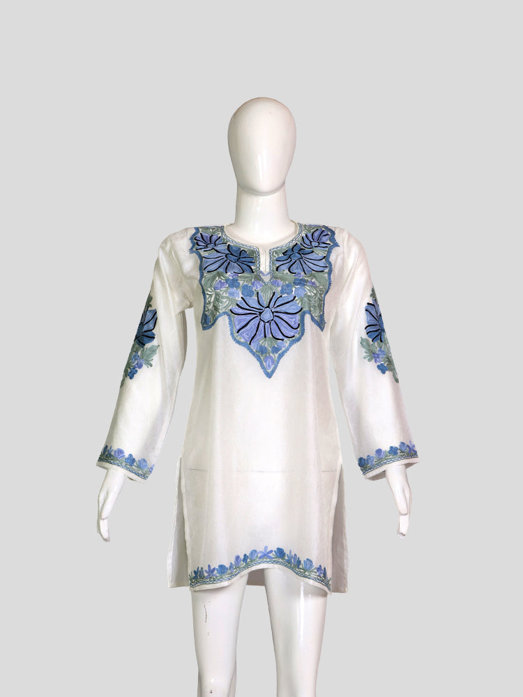 Zariya Creamy White Silk Twins - Kurti & Kaftan