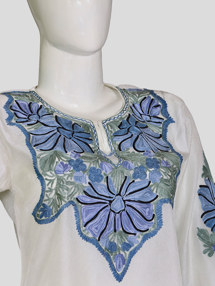 Zariya Creamy White Silk Twins - Kurti & Kaftan