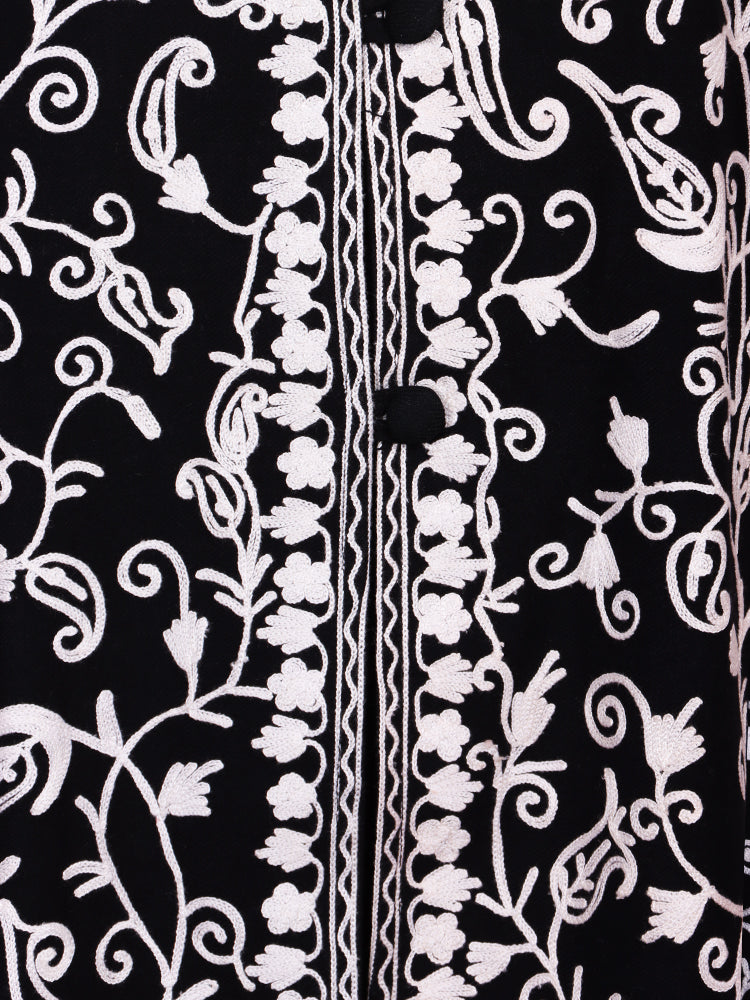 Black Cashmilon Wool Kashmiri Aari Embroidered Jacket