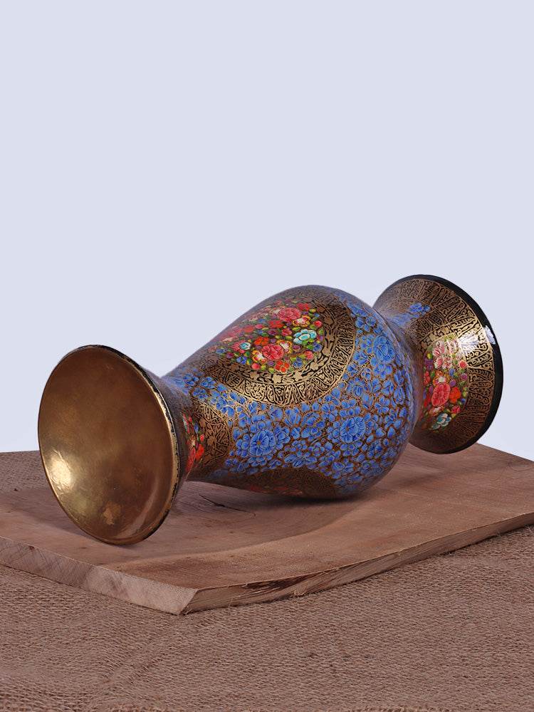 Gold N Blue Papier Mache Flower Vase - Shopping in Kashmir