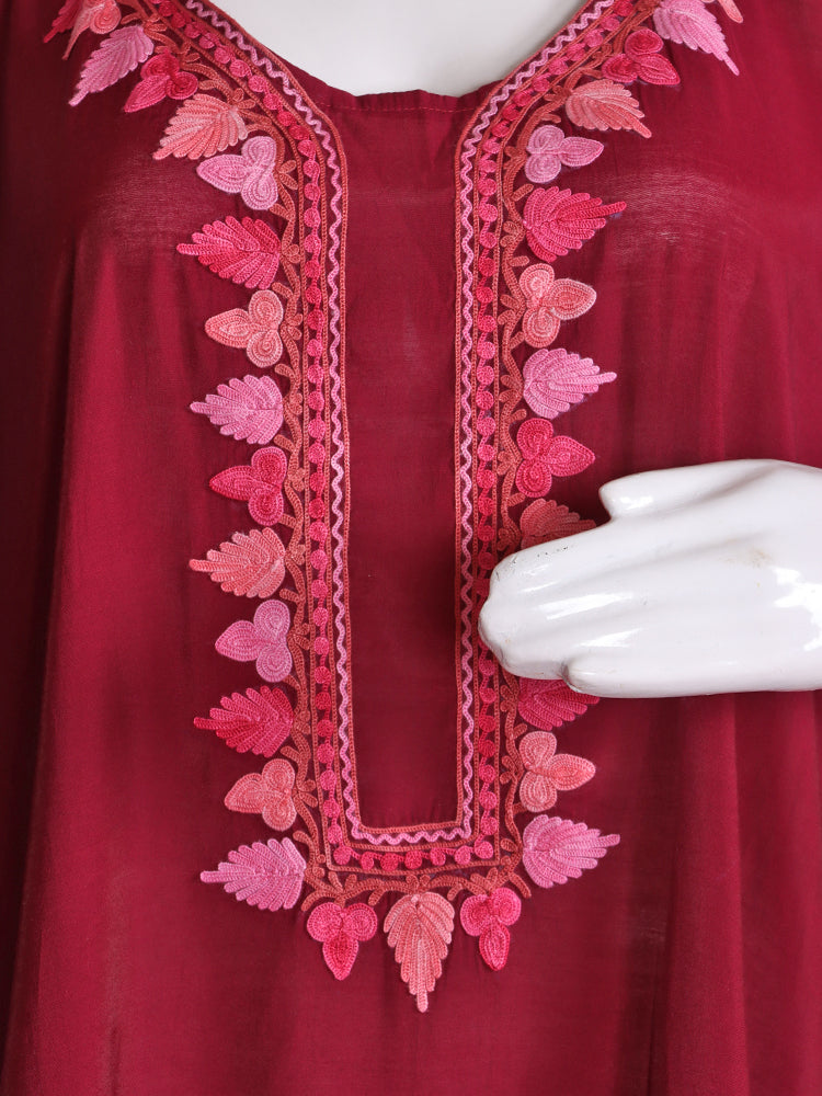 Zariya Blush-Red Silk Trio Edit - Kurti, Kaftan Set, & Coord Set