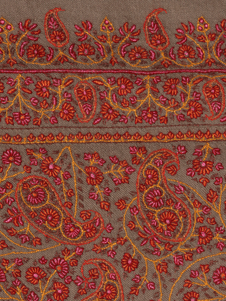 Detailed Design Natural Colored Pashmina Shawl. - Shopping in Kashmir