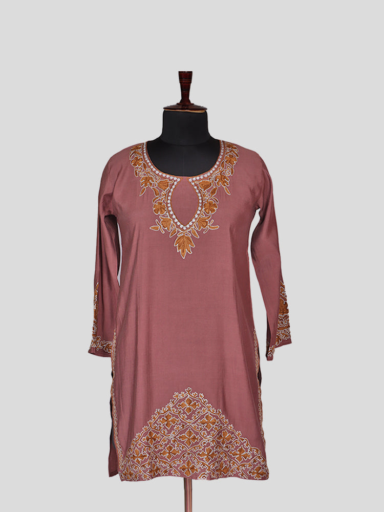 Zariya Dusty Rose Pink Silk Trio Edit - Kurti, Kaftan Set, & Coord Set
