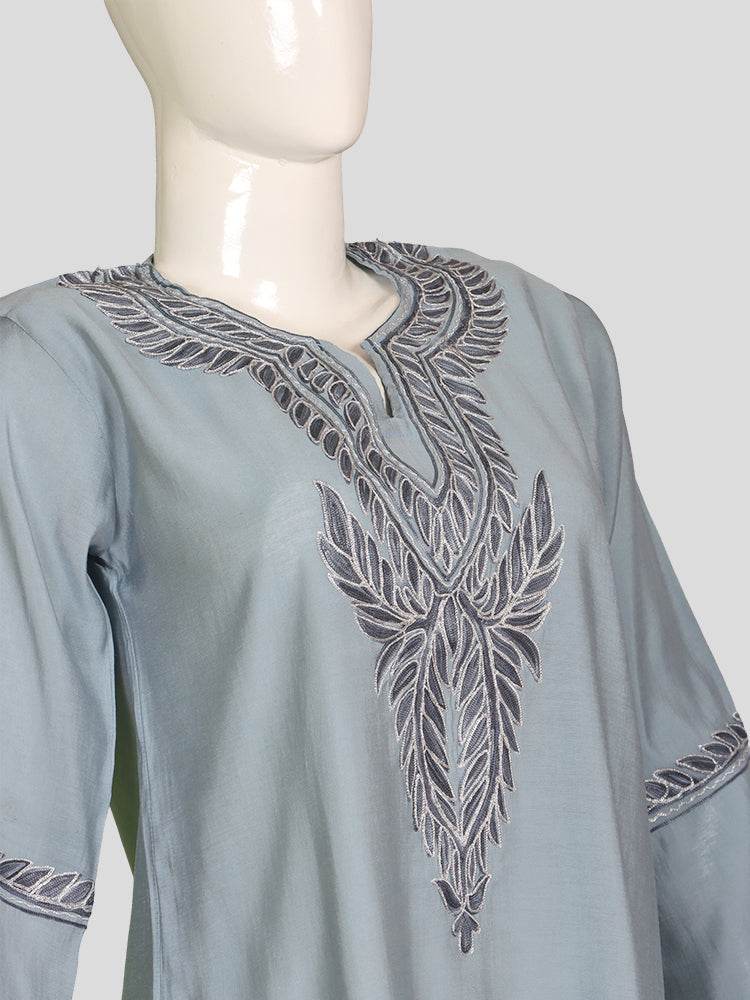 Zariya Cloudy Blue Silk Twins - Coord Set & Kurti - Shopping in Kashmir
