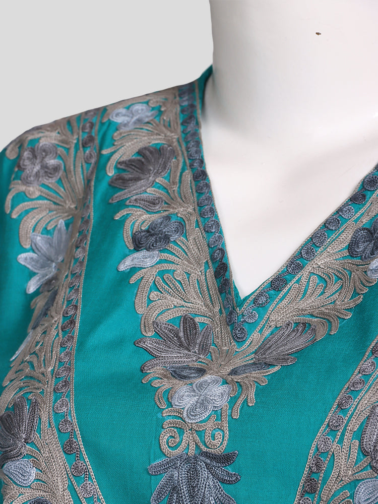 Zariya Teal Blue Silk Trio Edit - Kurti, Kaftan Set, & Coord Set