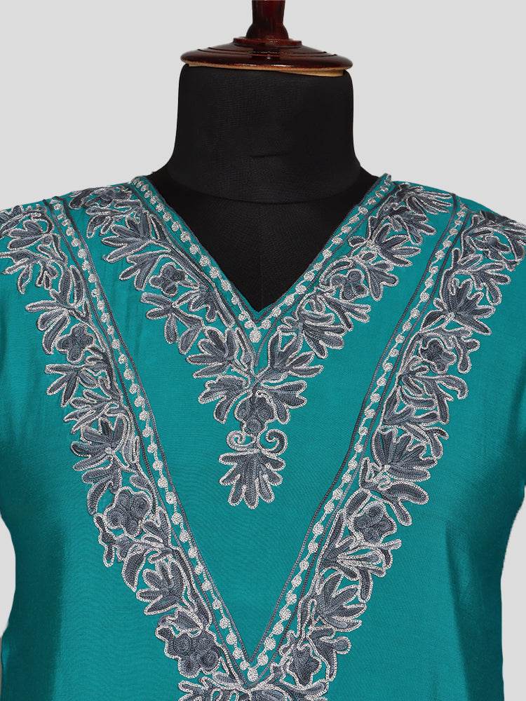 Zariya Teal Blue Silk Trio Edit - Kurti, Kaftan Set, & Coord Set - Shopping in Kashmir