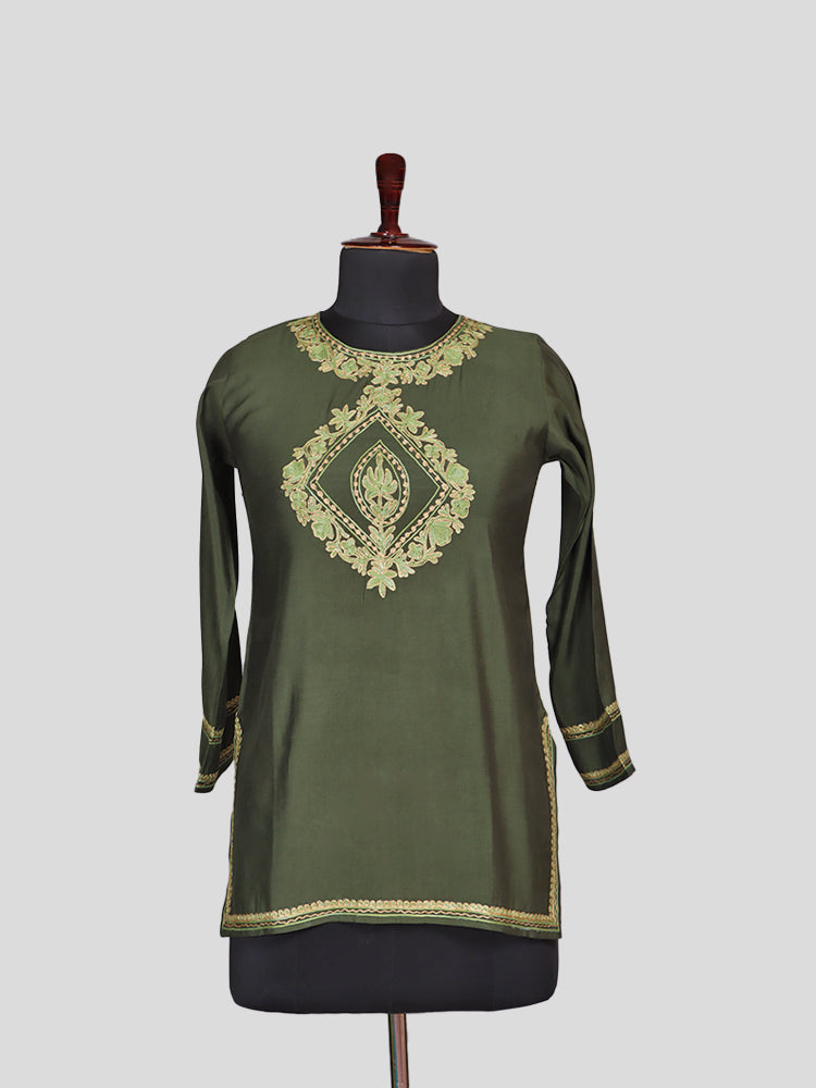 Zariya Lunar Green Silk Trio Edit - Kurti, Kaftan Set, & Coord Set