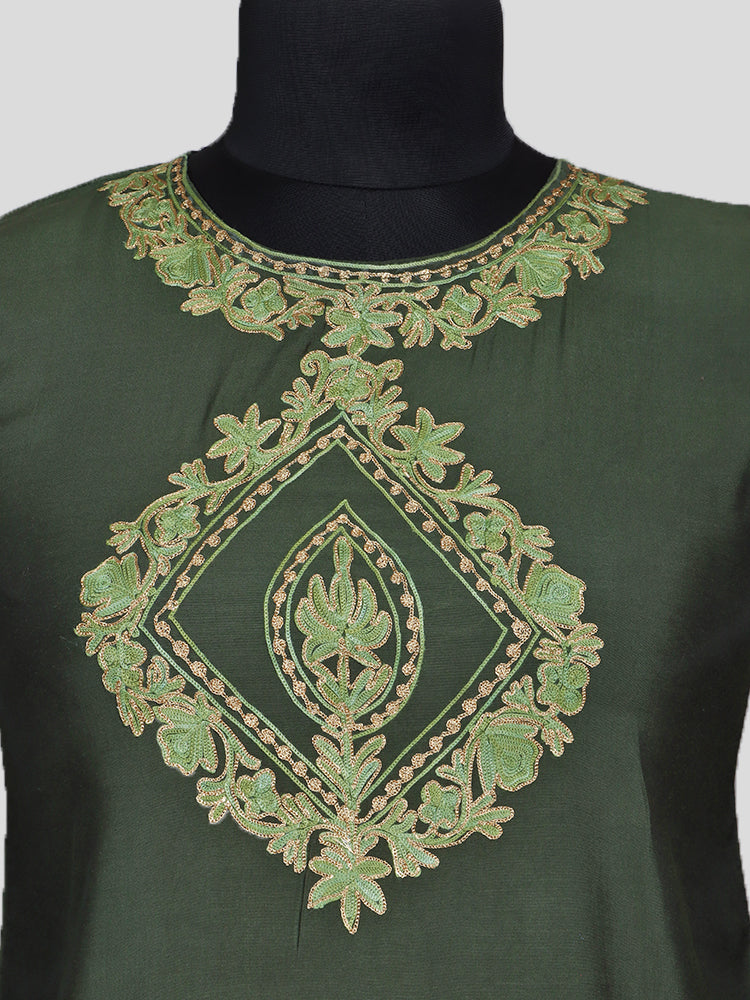 Zariya Lunar Green Silk Trio Edit - Kurti, Kaftan Set, & Coord Set