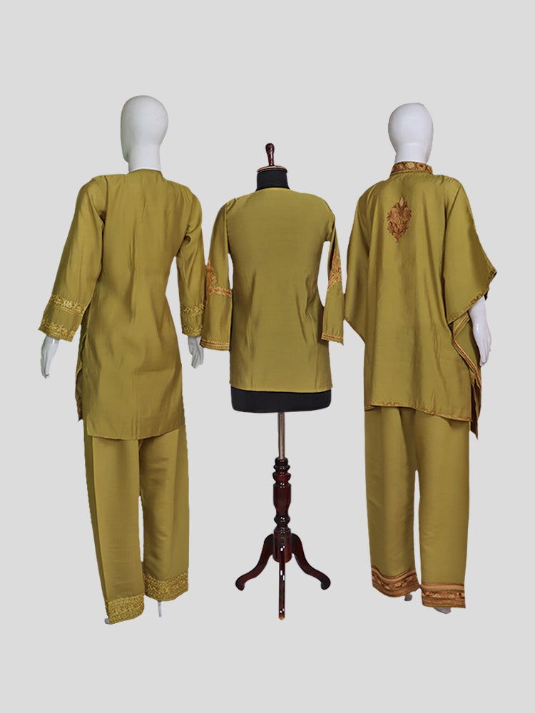 Zariya Golden Brown Silk Trio Edit - Kurti, Kaftan Set, & Coord Set