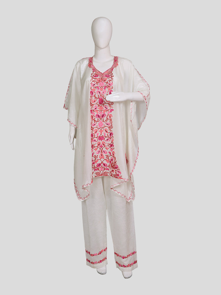 Zariya Cream Silk Twins - Coord Set & Kaftan Set