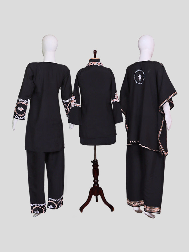 Zariya Jet Black Silk Trio Edit - Kurti, Kaftan Set, & Coord Set
