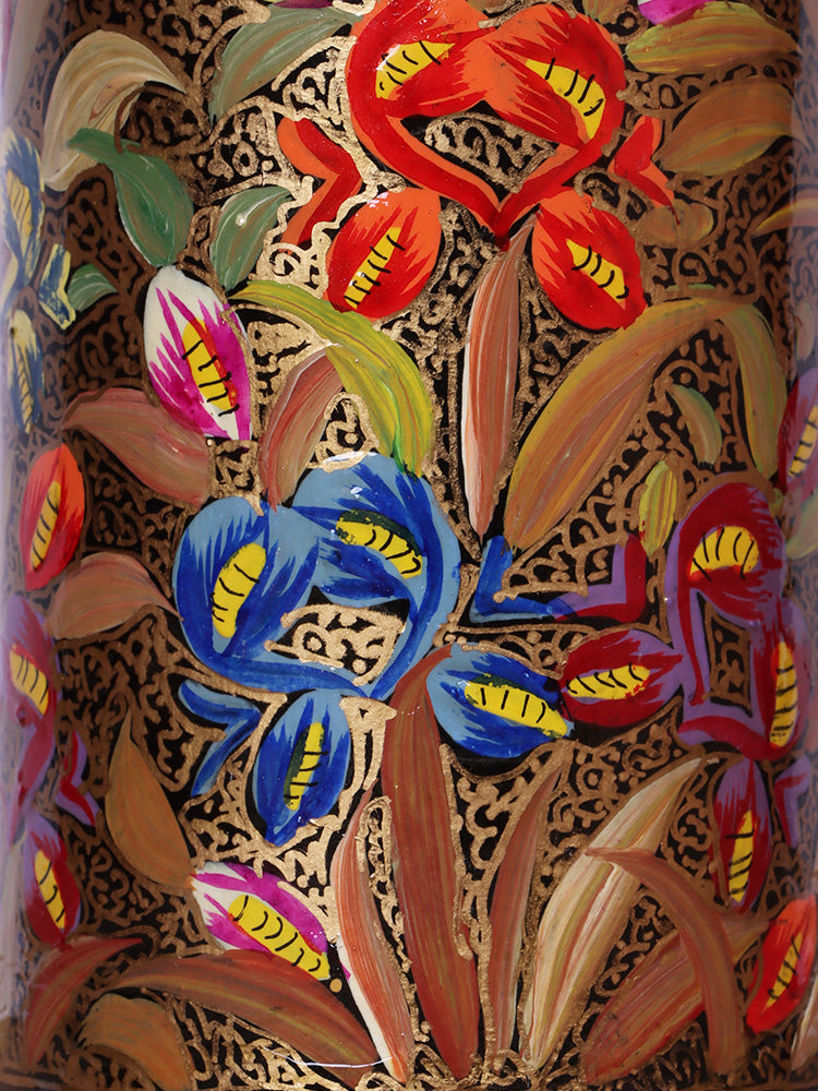 Multicolored Floral Design Papier Mache Pen Holder