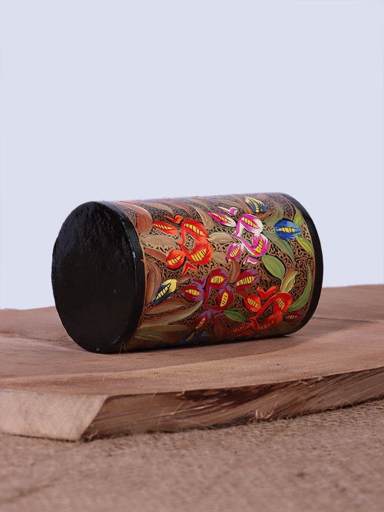 Multicolored Floral Design Papier Mache Pen Holder - Shopping in Kashmir