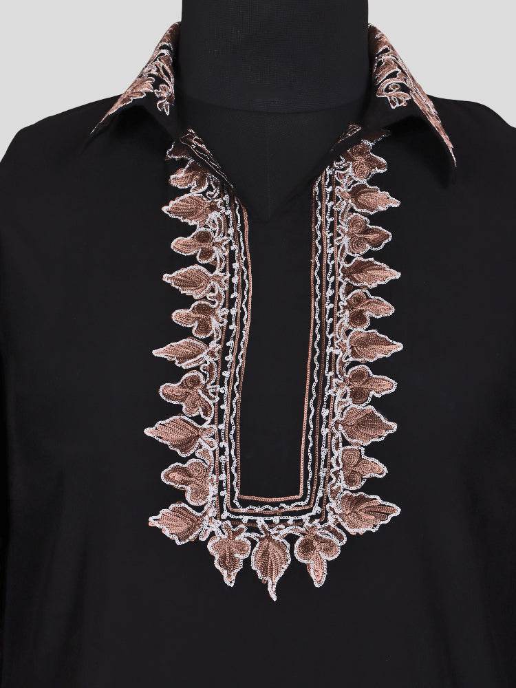 Zariya Jet Black Silk Trio Edit - Kurti, Kaftan Set, & Coord Set - Shopping in Kashmir