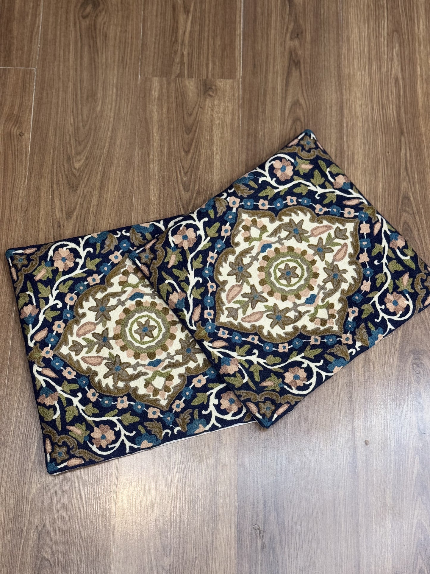 Poshkaar Pattern Handmade Chainstitch Cushion Cover (Set of Two) - Shopping in Kashmir