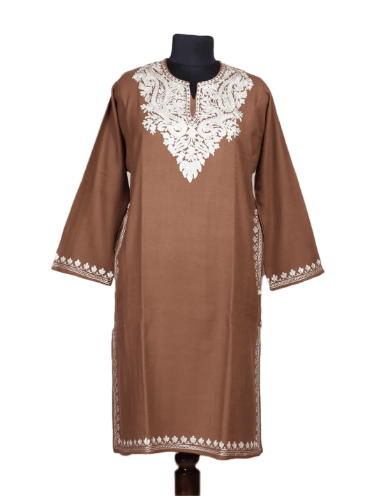 Zari-e-afreen:Natural pashmina colour zari embroidery pheran - Shopping in Kashmir