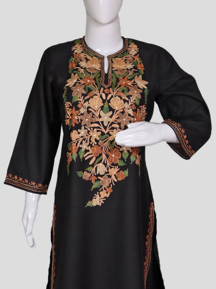 nAARI Kashmiri Aari Embroidered Classic Black Cotton Coord Set - Shopping in Kashmir