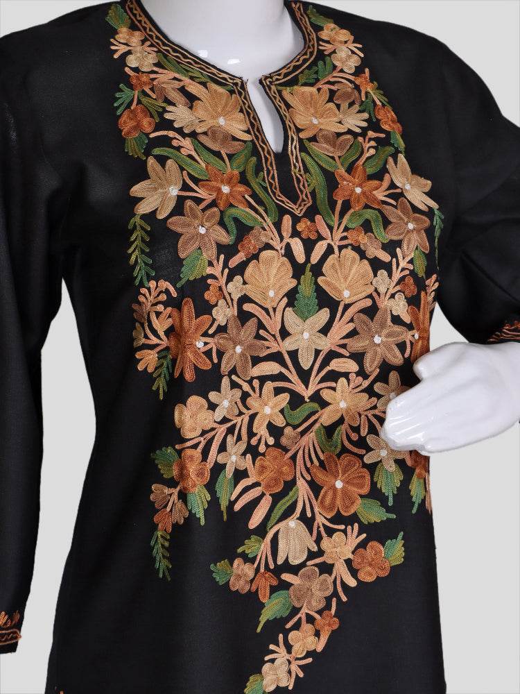 nAARI Kashmiri Aari Embroidered Classic Black Cotton Coord Set - Shopping in Kashmir
