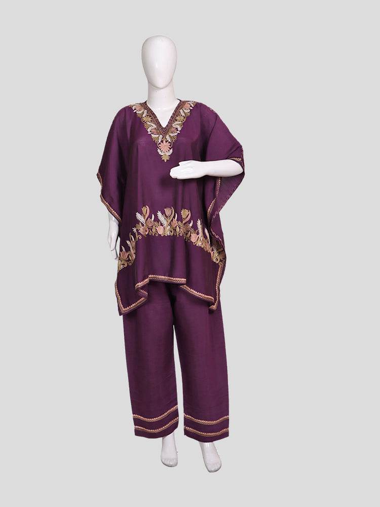 Zariya Grape Purple Silk Trio Edit - Kurti, Kaftan Set, & Coord Set - Shopping in Kashmir