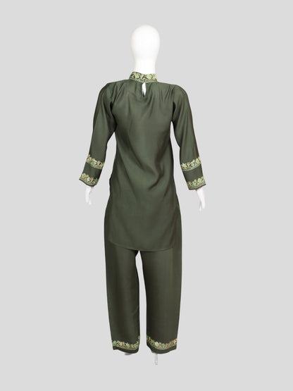 Zariya Lunar Green Silk Trio Edit - Kurti, Kaftan Set, & Coord Set