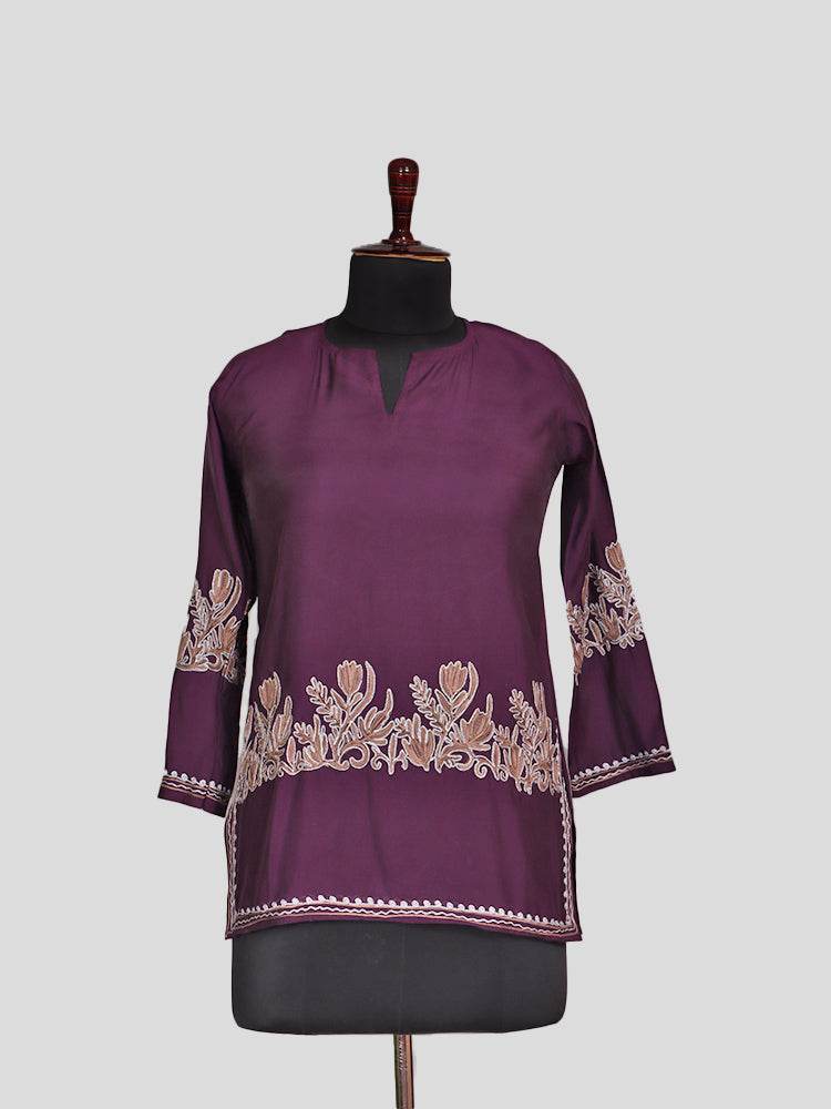 Zariya Grape Purple Silk Trio Edit - Kurti, Kaftan Set, & Coord Set - Shopping in Kashmir