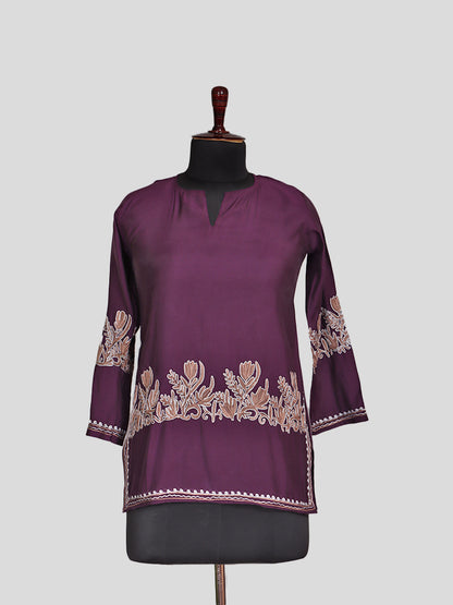 Zariya Grape Purple Silk Trio Edit - Kurti, Kaftan Set, & Coord Set