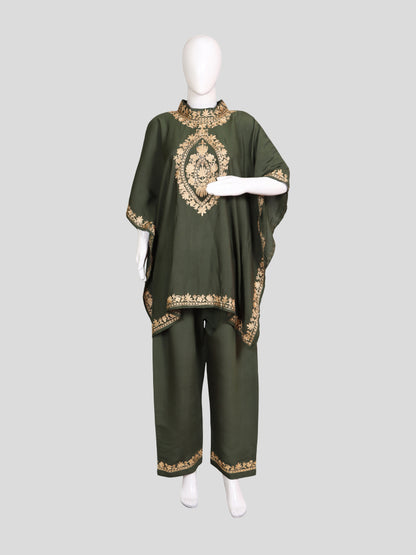 Zariya Lunar Green Silk Trio Edit - Kurti, Kaftan Set, & Coord Set