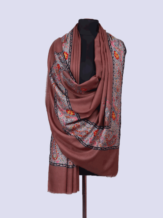 Cocoa Brown Dordaar Pashmina Shawl - Shopping in Kashmir