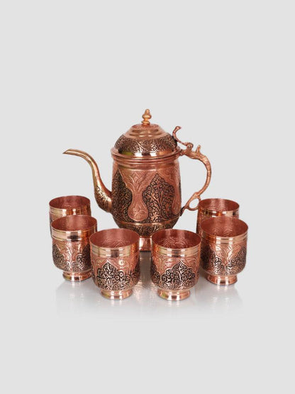 Kashmiri Kandkaari Copper Jug Set - Shopping in Kashmir