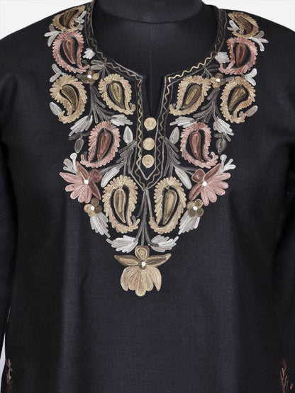 nAARI Solid Jet Black Kashmiri Aari Embroidered Cotton Kurti - Shopping in Kashmir