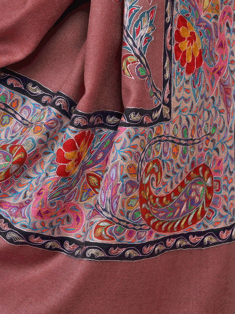 Cocoa Brown Dordaar Pashmina Shawl - Shopping in Kashmir
