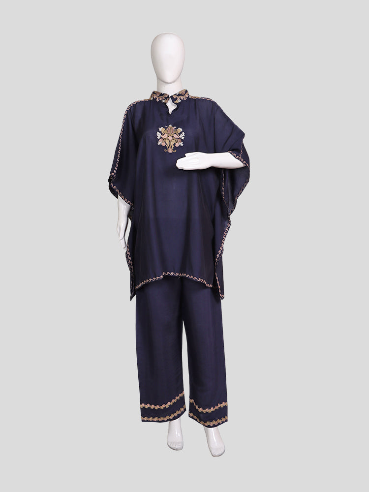 Zariya Navy Blue Silk Trio Edit - Kurti, Kaftan Set, & Coord Set