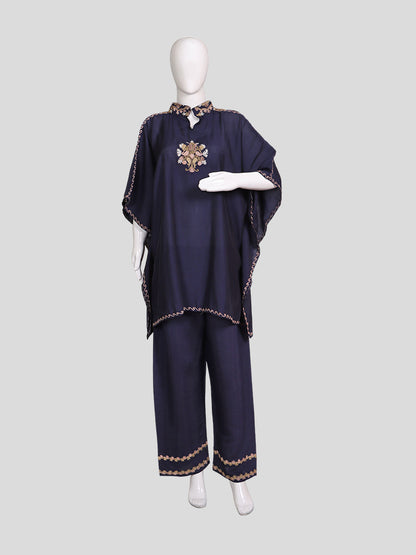 Zariya Navy Blue Silk Trio Edit - Kurti, Kaftan Set, & Coord Set